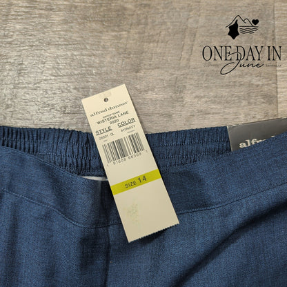 Alfred Dunner Classic Fit Pull On Pants Navy Straight Leg NWT Size 14