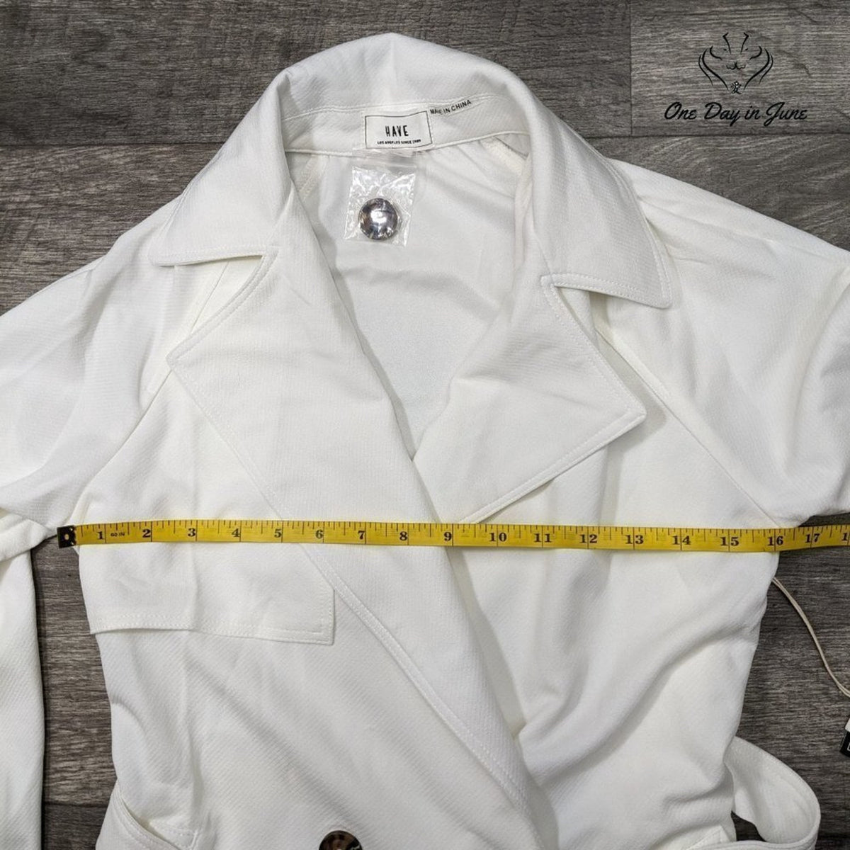 HAVE Los Angeles Belted Trench Jacket White Double Breasted Size S