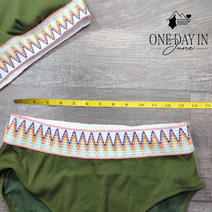 Blooming Jelly Ribbed High Waist Bikini Swimsuit Size L