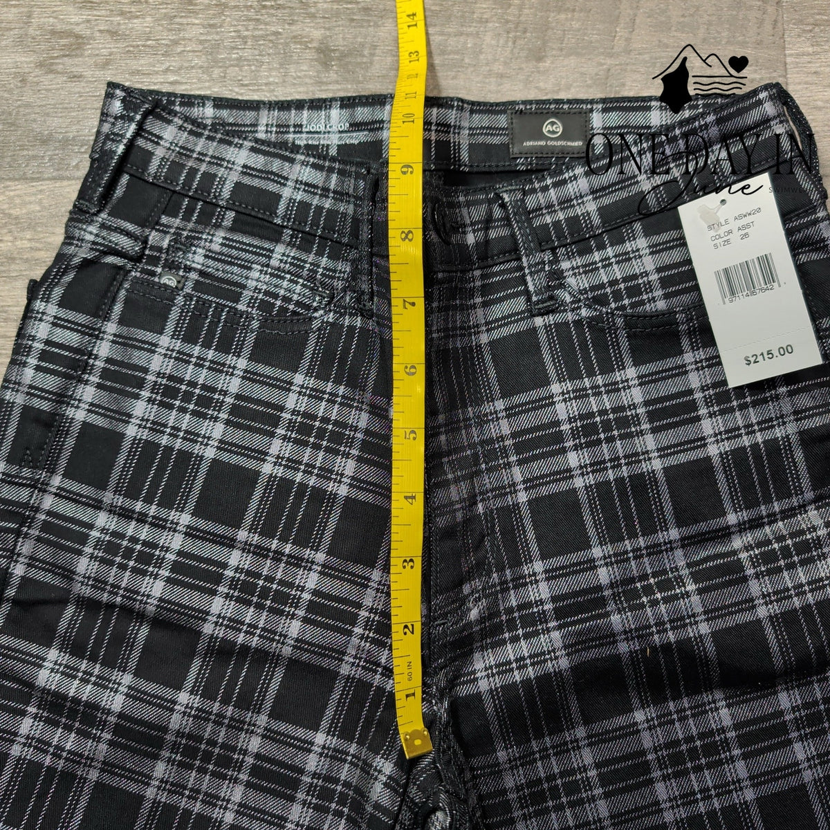 AG Adriano Goldschmied Jodi Crop High Rise Slim Flare Jeans Plaid NWT Size 2