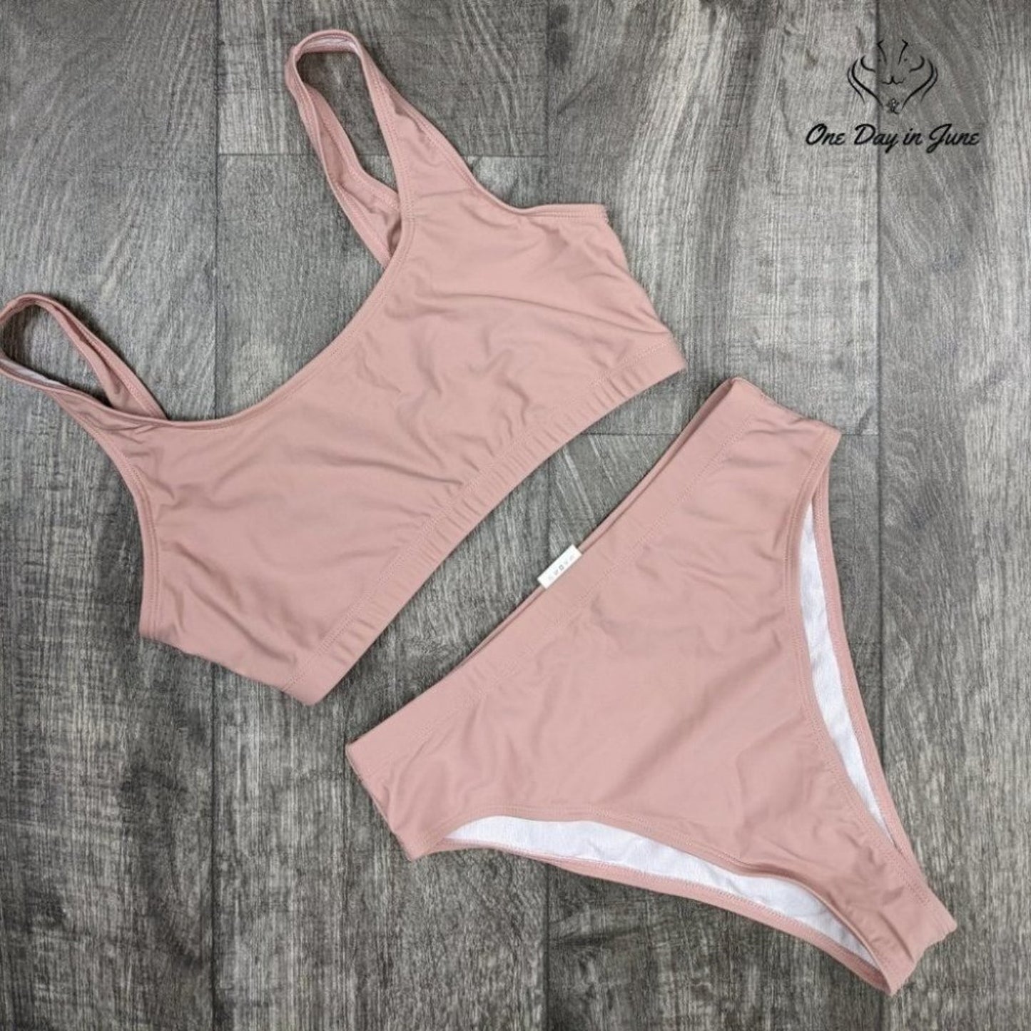 Pink Queen Crop Top High Waist Bikini Swimsuit Size S