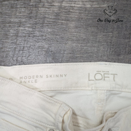 Loft Modern Skinny Ankle Jeans White Size 2
