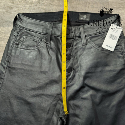 AG Adriano Goldschmied Coated Straight Leg Jeans Black NWT $215 Size 4 (27)