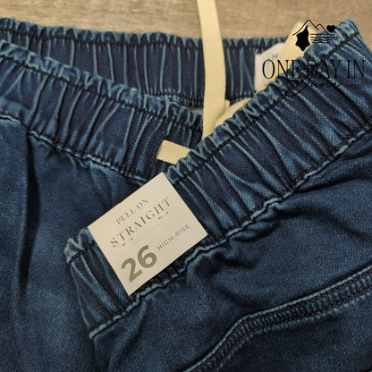 Lane Bryant Pull-On Lightweight Denim Straight Jeans Drawstring NWT Size 26