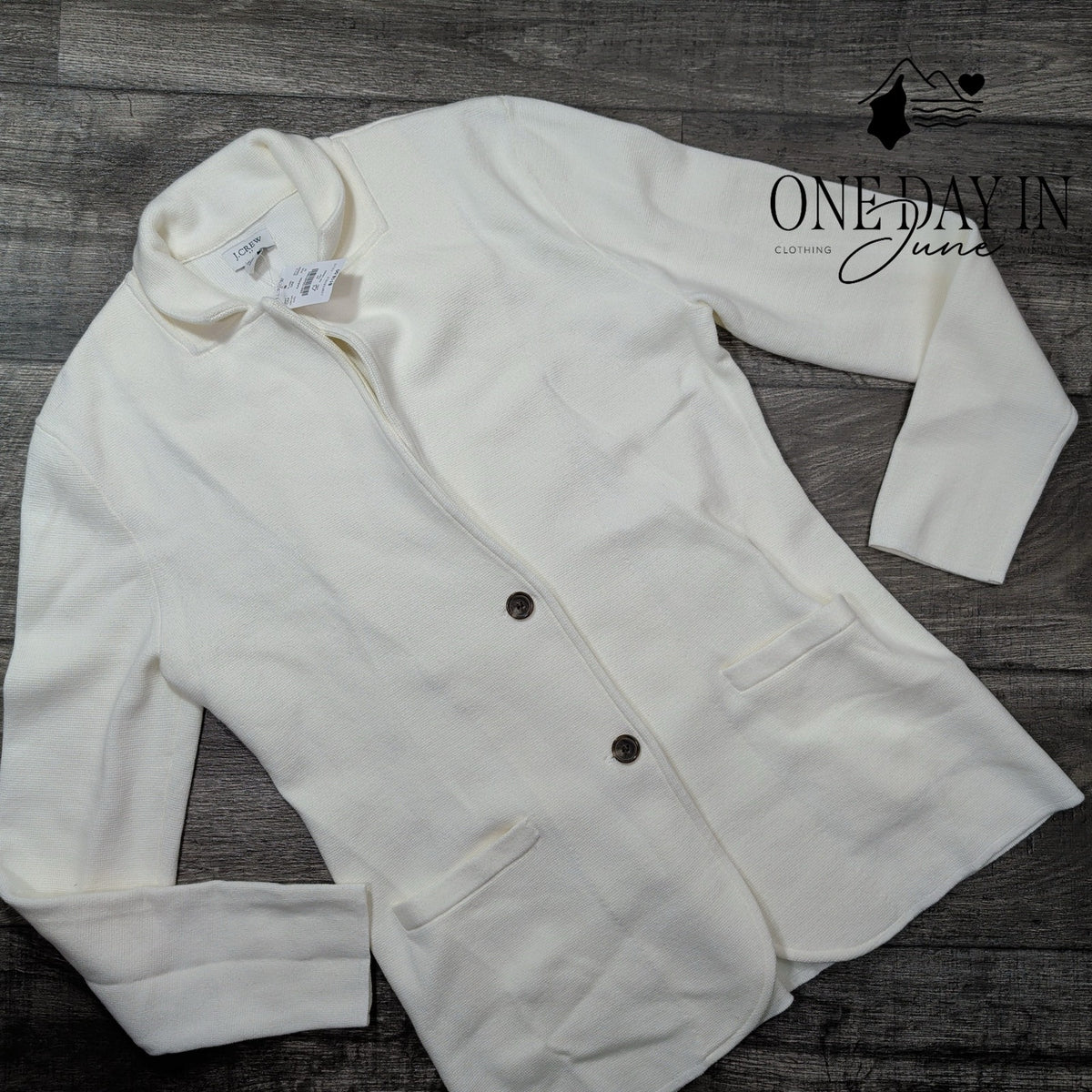J.Crew Sweater Blazer 2 Button Knit Jacket Ivory NWT G9309 Size M