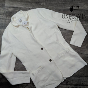 J.Crew Sweater Blazer 2 Button Knit Jacket Ivory NWT G9309 Size M