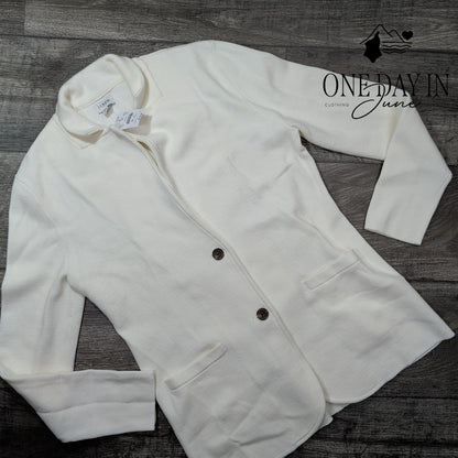 J.Crew Sweater Blazer 2 Button Knit Jacket Ivory NWT G9309 Size M