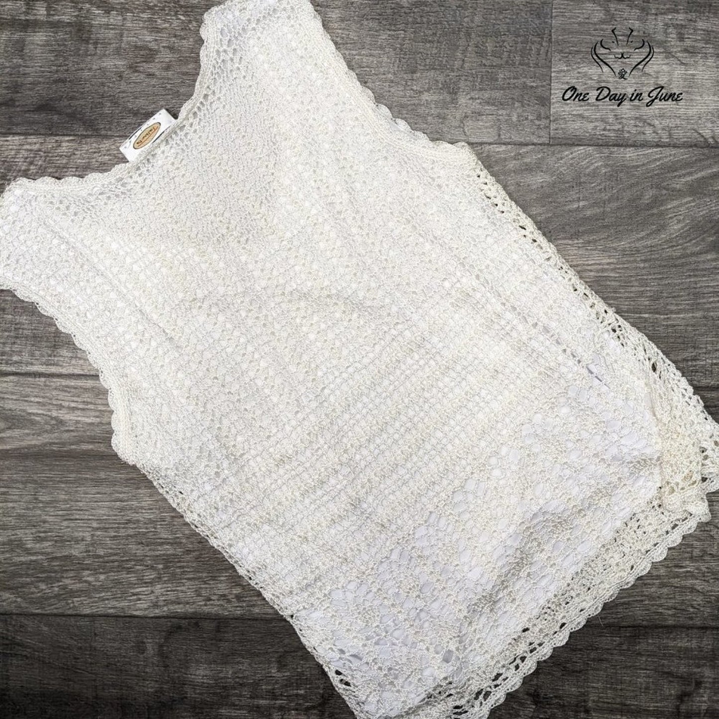 Talbots Petite Hand Knot Crochet Layered Top Size S