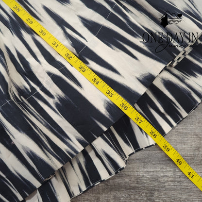 BR Banana Republic Ikat Fit Flare Dress Black White V Neck NWT Size 16