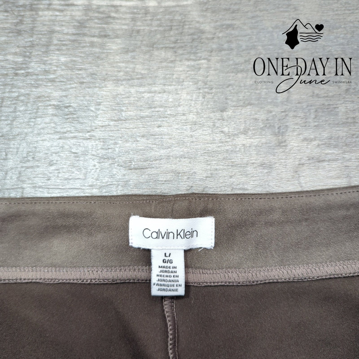 Calvin Klein Faux Suede Pull On Pants Taupe Brown Pintuck Size L