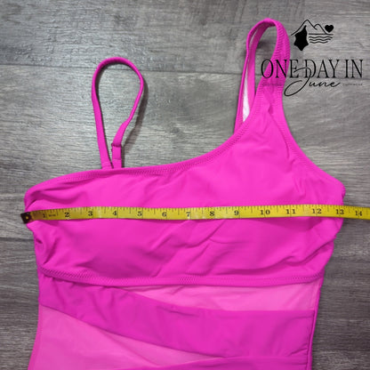 Blooming Jelly Cut Out Mesh One Piece Swimsuit Size S