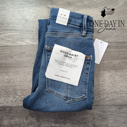 Good American Good Waist Crop High Rise Skinny Jeans Indigo326 NWT Size 2