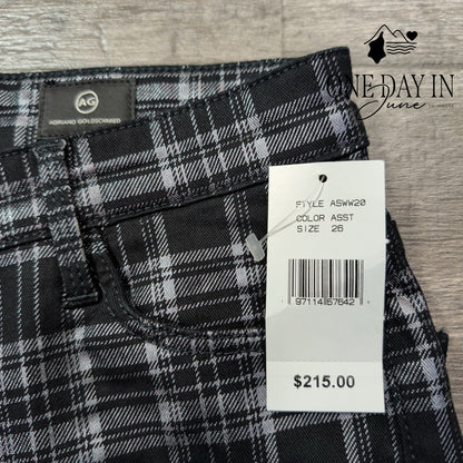 AG Adriano Goldschmied Farrah High Rise Skinny Jeans Black Plaid NWT Size 2 (26)