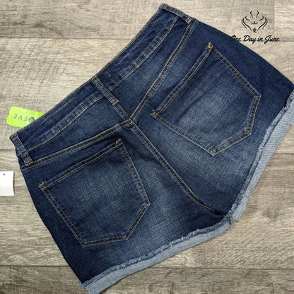 SO Juniors High Rise Curvy Shortie Denim Shorts Size 11