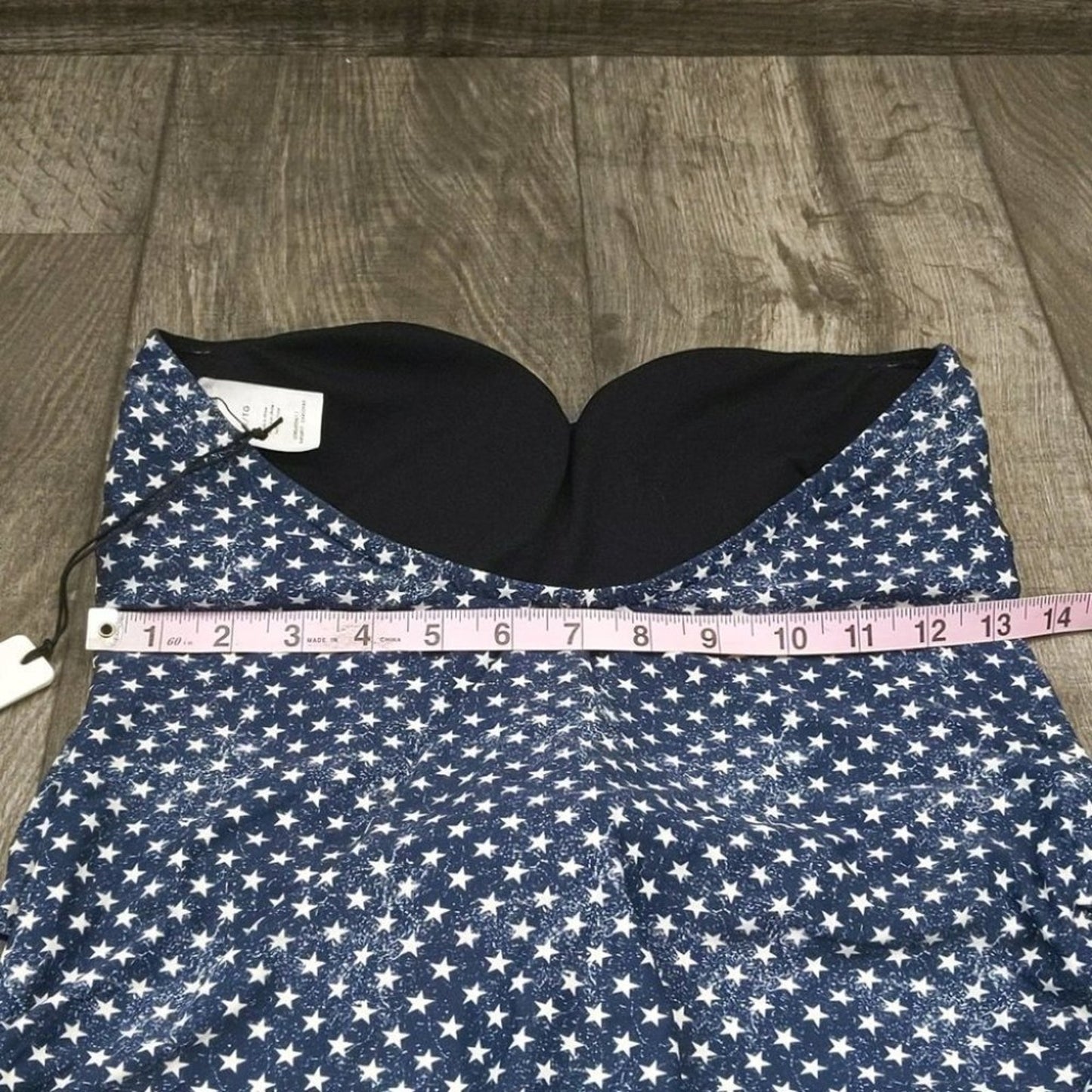 We Wore What One Piece Swimsuit Blue Star Tie Front Strapless NWT Size XL
