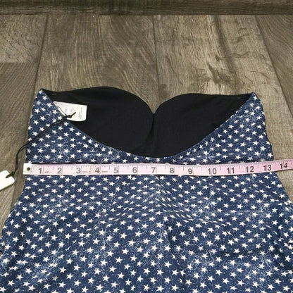 We Wore What One Piece Swimsuit Blue Star Tie Front Strapless NWT Size XL