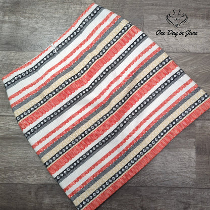 Loft Petite Striped Jacquard Mini Skirt Coral Black Cream Size 6P