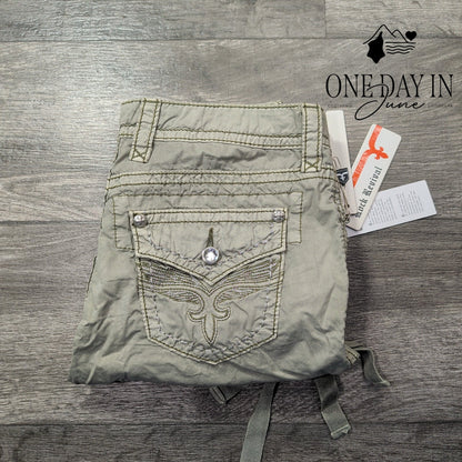 Rock Revival Cargo Crop Pants Sage Green Buckle B Y2K NWT Size 4 (27)