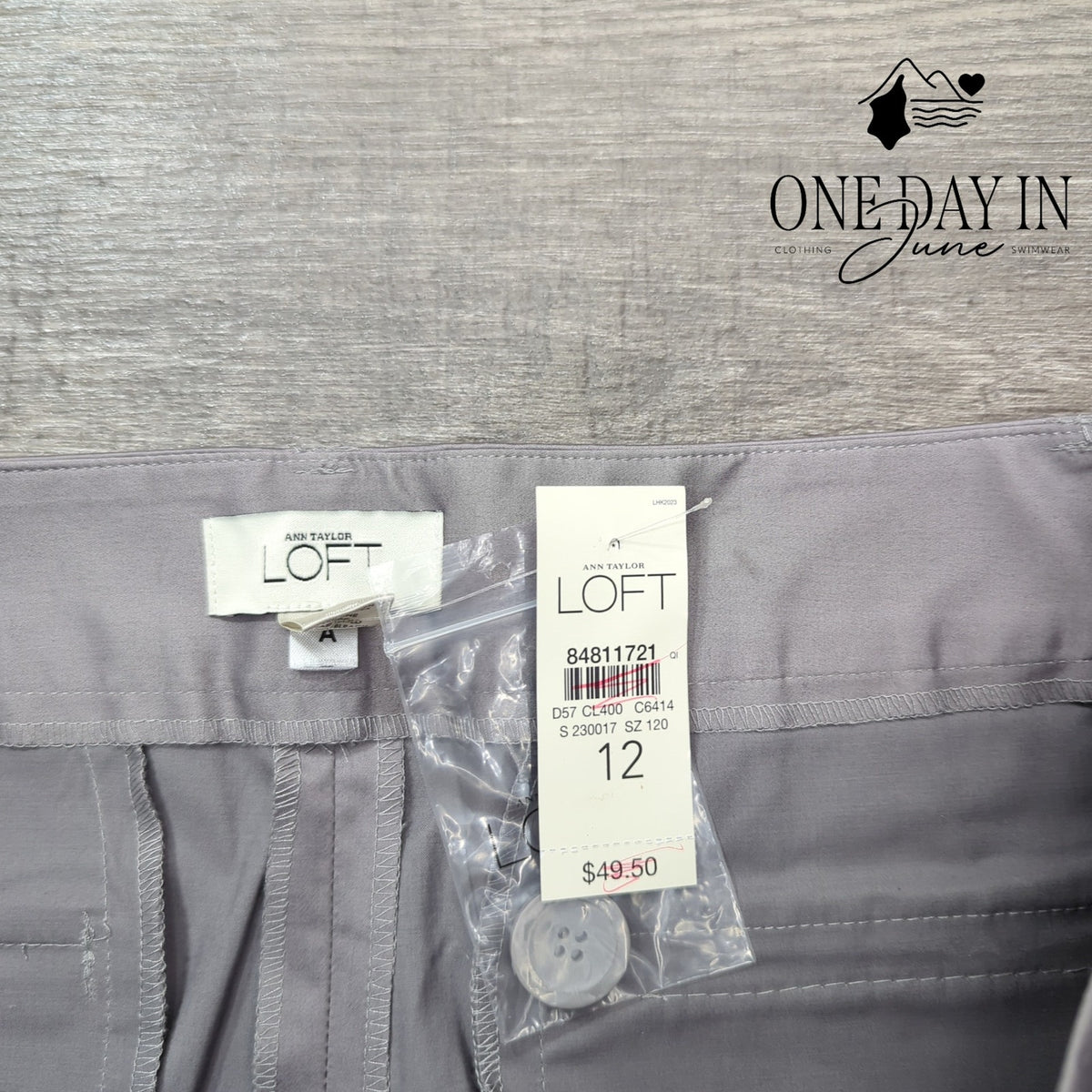 Loft Flat Front Chino Shorts Gray Taupe NWT Size 12
