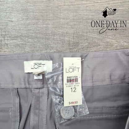 Loft Flat Front Chino Shorts Gray Taupe NWT Size 12