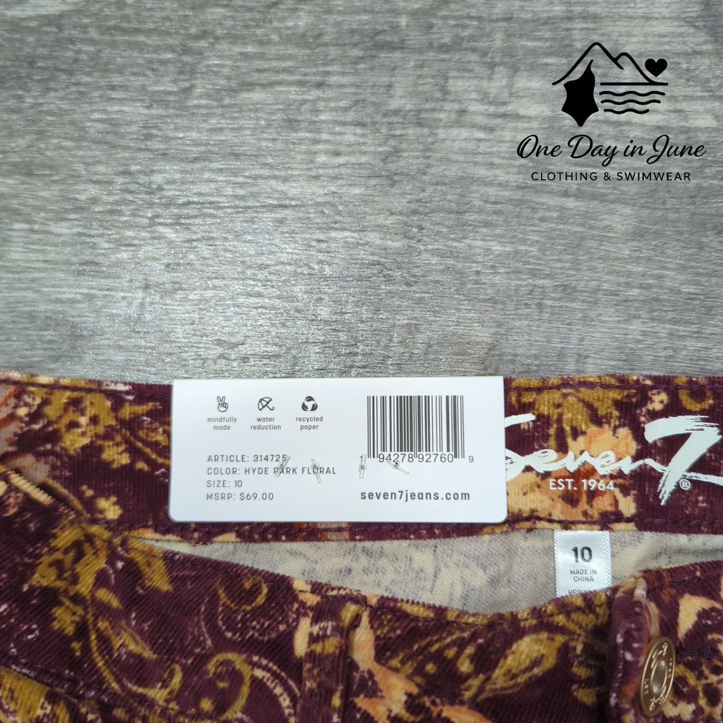 Seven7 Printed Corduroy High Rise Skinny Pants Size 10