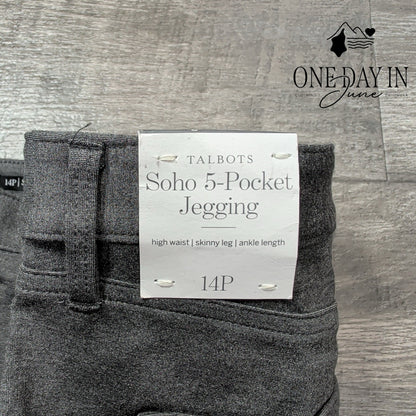 Talbots Soho 5 Pocket Jegging Pants Petite Gray High Rise Skinny NWT Size 14P