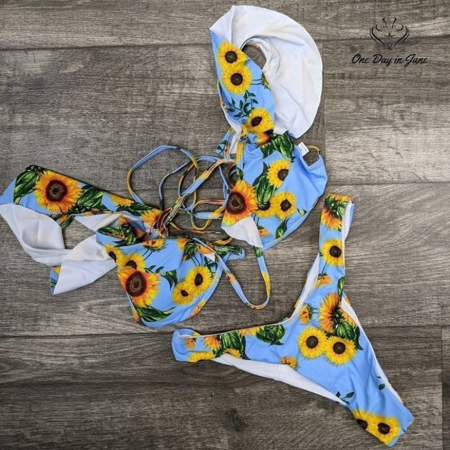 Vackutliv Ruffle Tie Bikini Swimsuit Size L