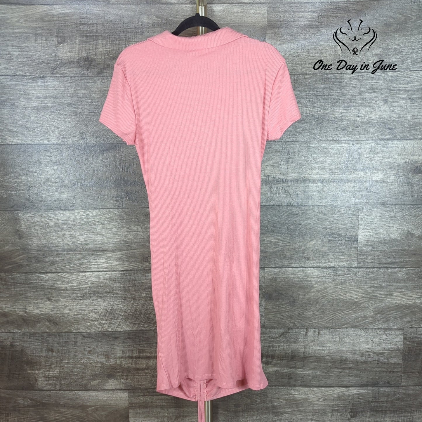 Planet Gold Short Sleeve Ribbed Ruched Midi Dress Size XL
