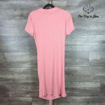 Planet Gold Short Sleeve Ribbed Ruched Midi Dress Size XL