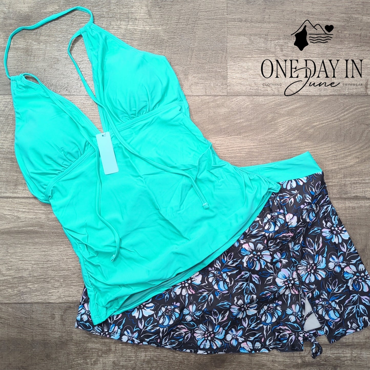 Yonique Skirted Tankini Swimsuit Size M