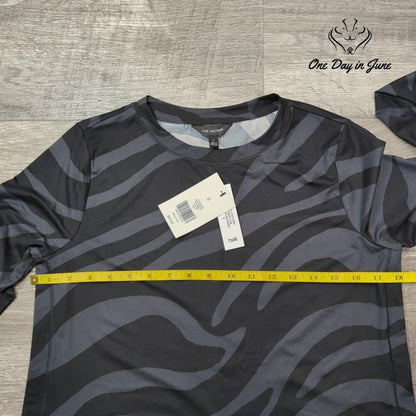 The Limited Athleisure Zebra Long Sleeve Tee Black Gray NWT Size S