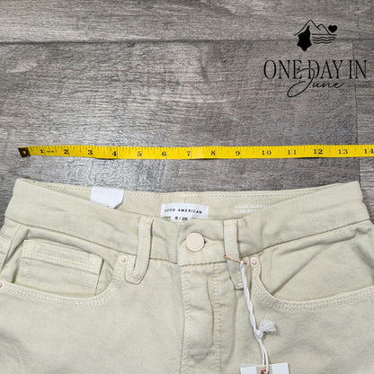 Good American Good Classic Slim Straight Jeans Bone High Rise NWT Size 6 (28)