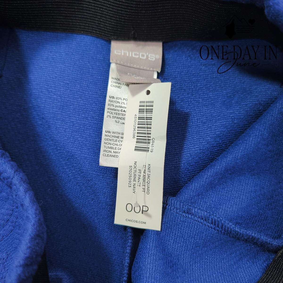 Chico's Petite Jacquard Slim Leg Pull On Pants Cobalt Blue NWT Size Chico's 00P