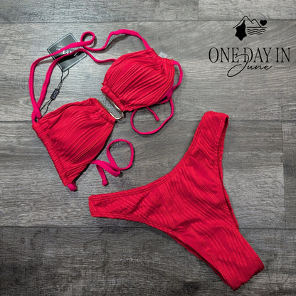 Zaful Textured Cheeky Bikini Swimsuit Size S