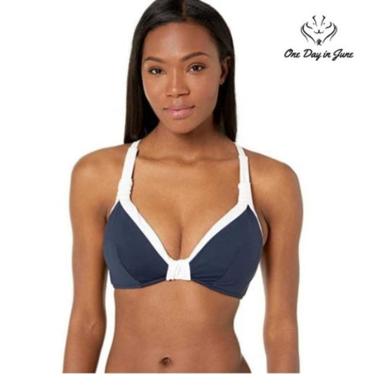 SeaFolly Block Party F Cup Halter Bikini Top Size 8