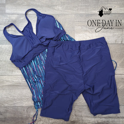 Yonique Boyshort Racerback Tankini Swimsuit Size XL