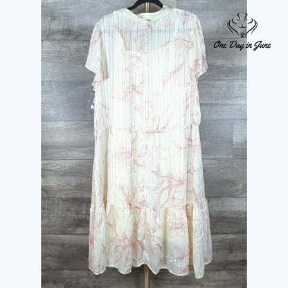 Liz Claiborne Crema Floral Layered Short Sleeve Dress Size 2X