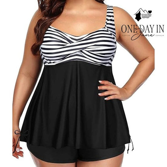 Aqua Eve Plus Size Cross Front Boyshort Tankini Swimsuit Size 20W