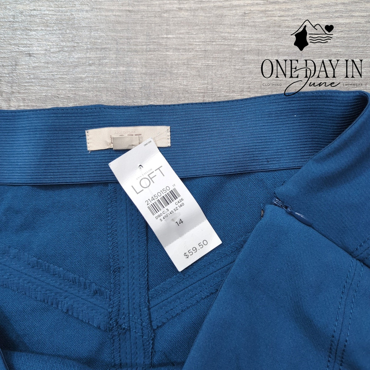 Loft A Line Mini Skirt Blue Stretch Seamed NWT Size 14