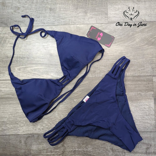 Shekini Halter Cut Out Strappy Bikini Swimsuit Size XL