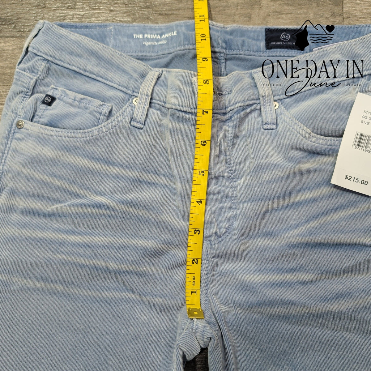 AG Adriano Goldschmied Prima Ankle Corduroy Pants Blue NWT Size 4 (27)