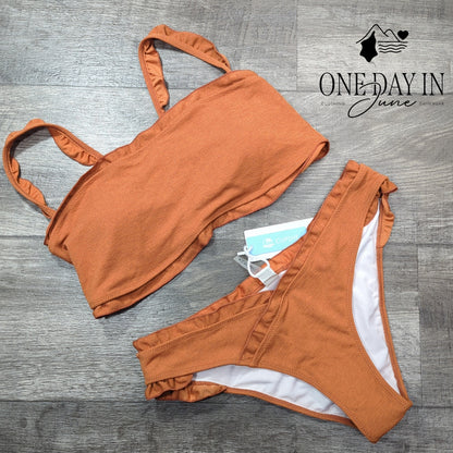 Cupshe Lettuce Edge Bikini Swimsuit Size M