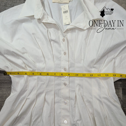 Exquise Anthropologie Tobie Shirt Dress Ivory Floral Midi NWT $198 Size SP