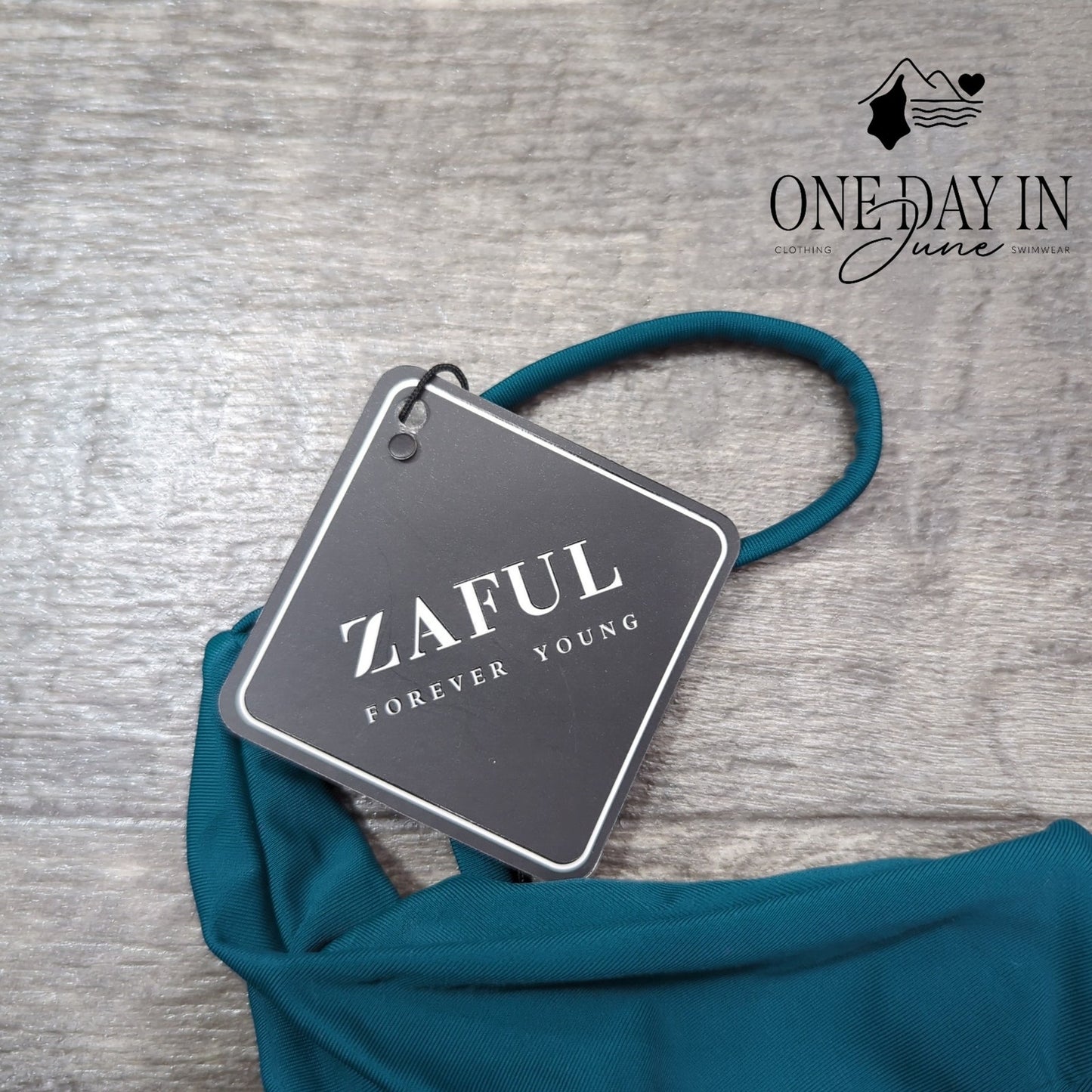 Zaful Bikini Swimsuit Teal Green Bralette Moderate Coverage NWT Size M