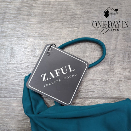 Zaful Bikini Swimsuit Teal Green Bralette Moderate Coverage NWT Size M