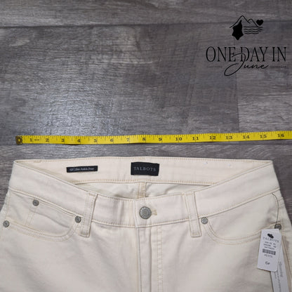 Talbots Petite Slim Ankle Jeans Ivory White Stretch Denim NWT Size 6P