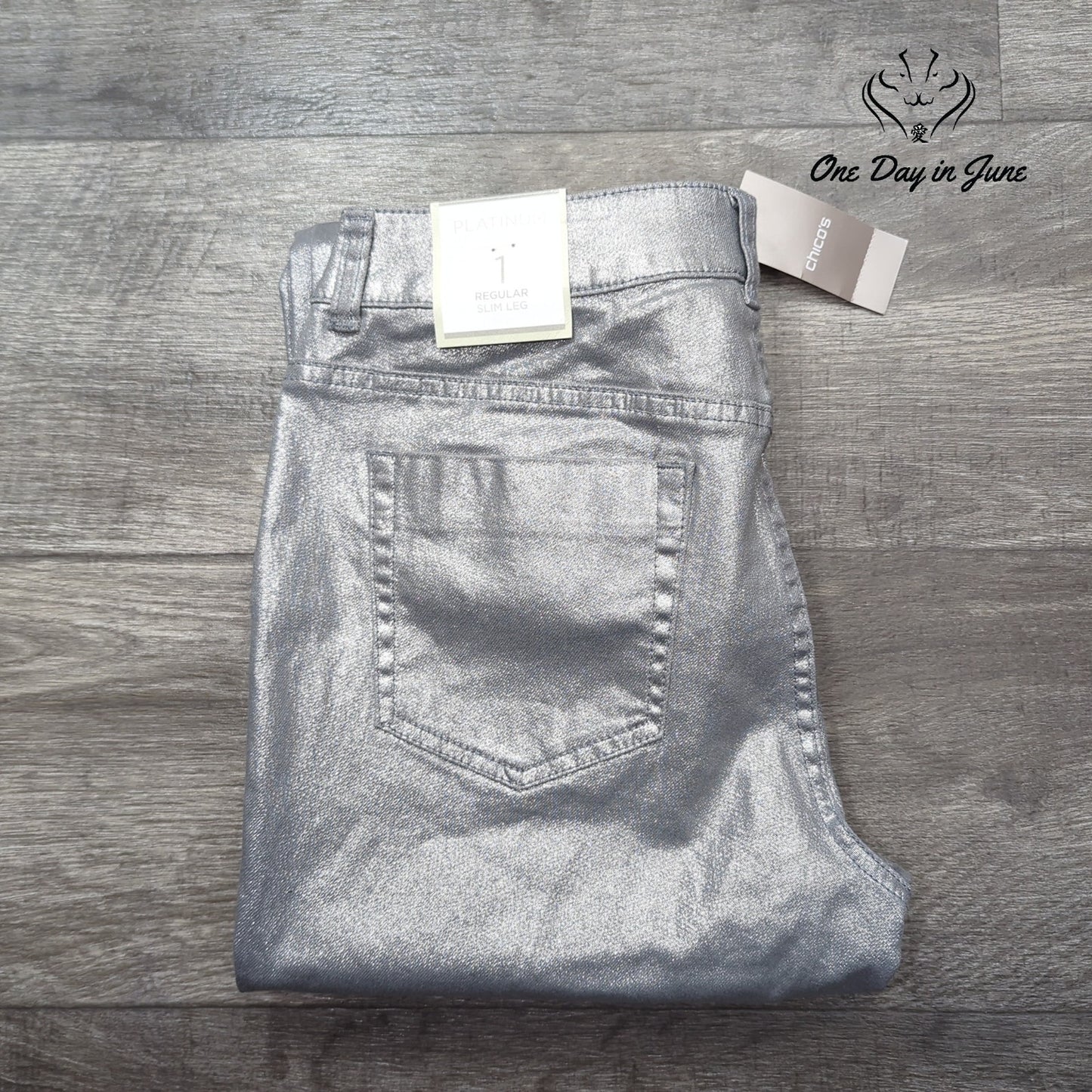 Chico's Metallic Slim Leg Jeans Size Chico's 1 (8)