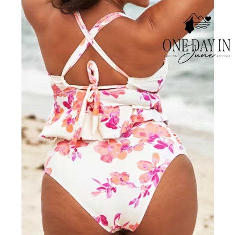 Cupshe Ruffle FLoral Bikini Swimsuit Size 1X Top/0X Bottom