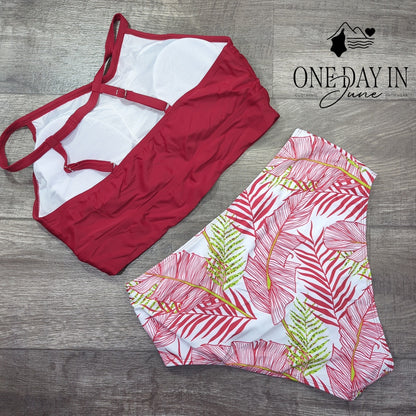 CharmLeaks High Waist High Neck Bikini Swimsuit Size XL