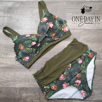 Hanna Nikole Plus Size Cross Font High Waist Bikini Swimsuit Size 16W